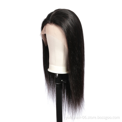 Glueless Full Lace Wigs Virgin Straight 150% 180% density Human Hair Wig With Baby Hair Preplucked Hairline